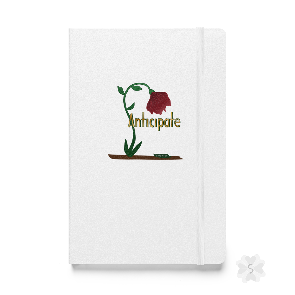 ’Anticipate’ With Red Flower - Hardcover Notebook Journals