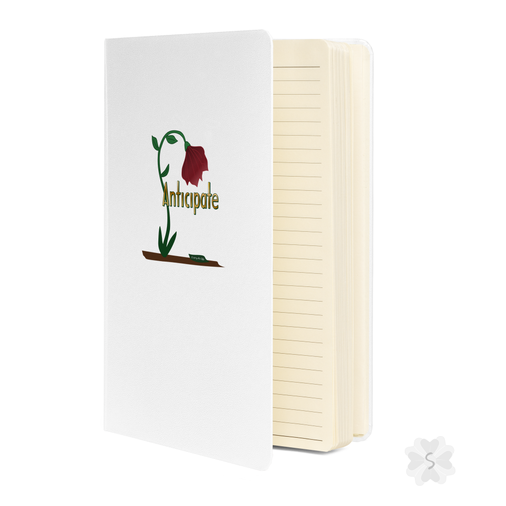 ’Anticipate’ With Red Flower - Hardcover Notebook Journals