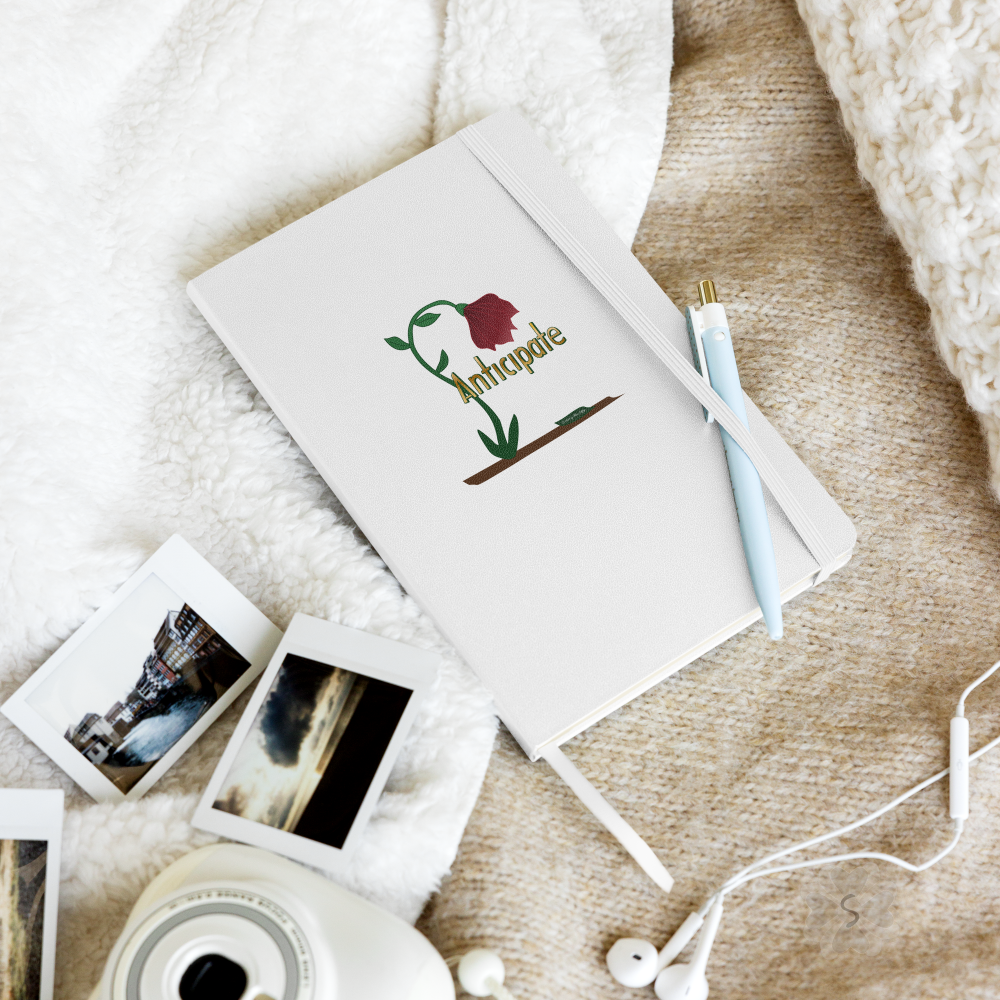 ’Anticipate’ With Red Flower - Hardcover Notebook Journals