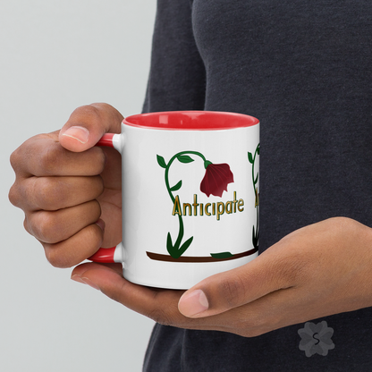 ’Anticipate’ With Red Flower - Mug Inside 11 Oz