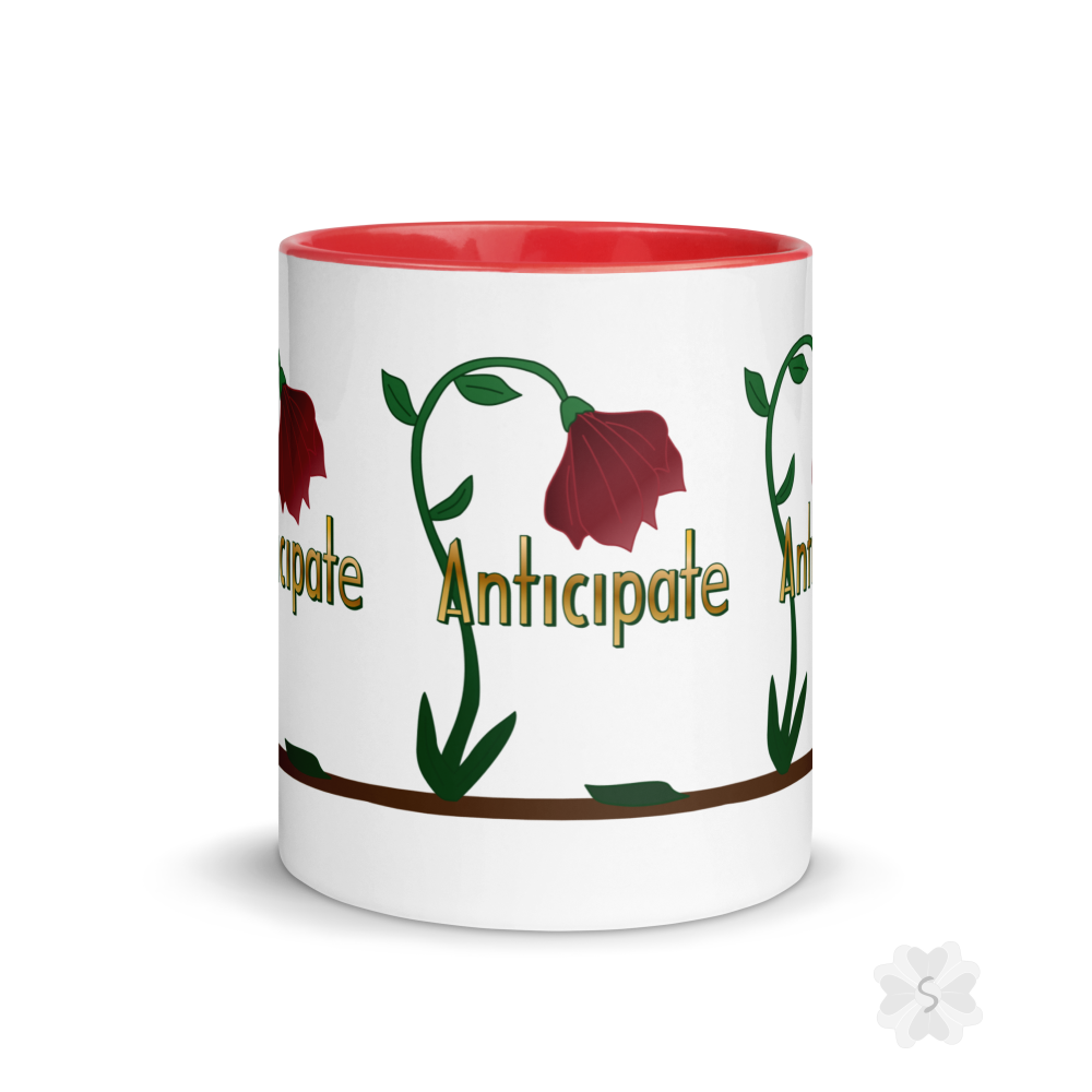 ’Anticipate’ With Red Flower - Mug Inside 11 Oz