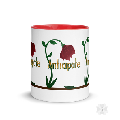 ’Anticipate’ With Red Flower - Mug Inside 11 Oz