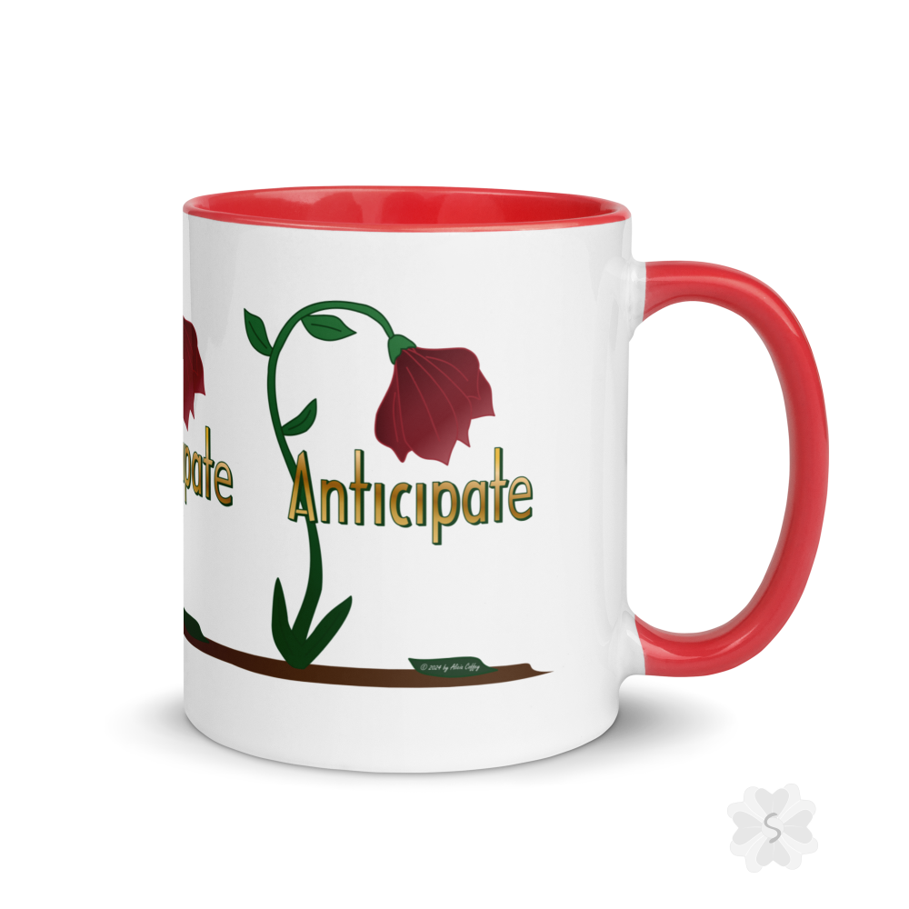 ’Anticipate’ With Red Flower - Mug Inside 11 Oz