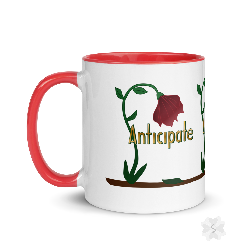 ’Anticipate’ With Red Flower - Mug Inside 11 Oz