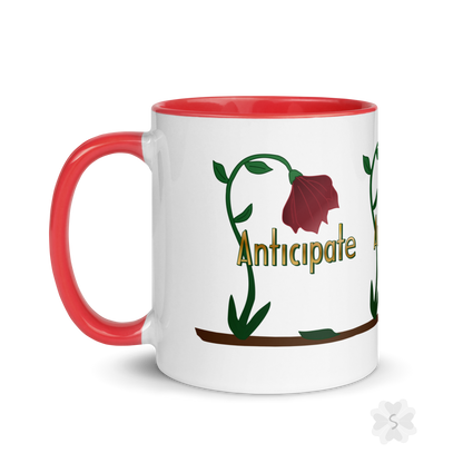 ’Anticipate’ With Red Flower - Mug Inside 11 Oz