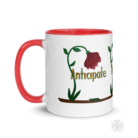 ’Anticipate’ With Red Flower - Mug Inside 11 Oz