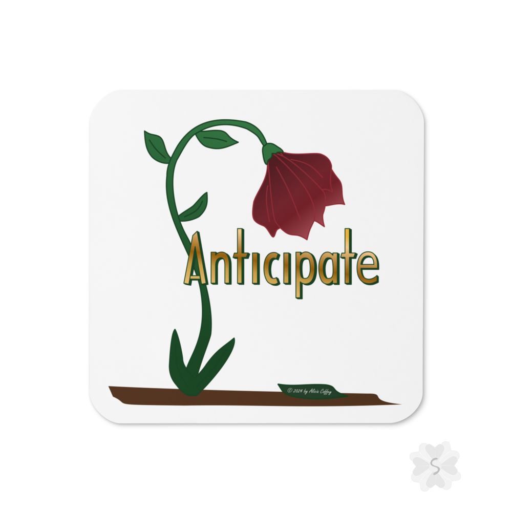 ’Anticipate’ With Red Flower - Square Coaster