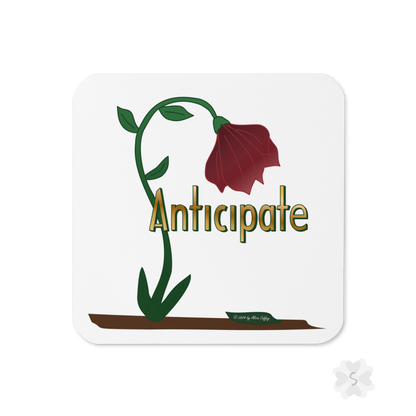 ’Anticipate’ With Red Flower - Square Coaster