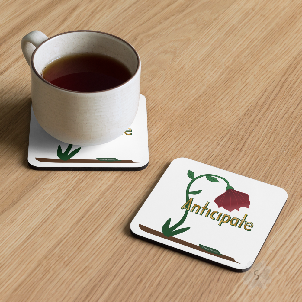 ’Anticipate’ With Red Flower - Square Coaster