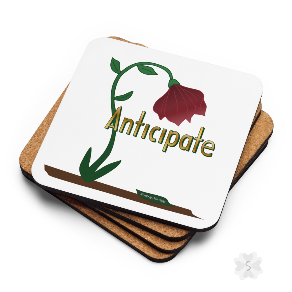 ’Anticipate’ With Red Flower - Square Coaster