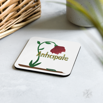 ’Anticipate’ With Red Flower - Square Coaster