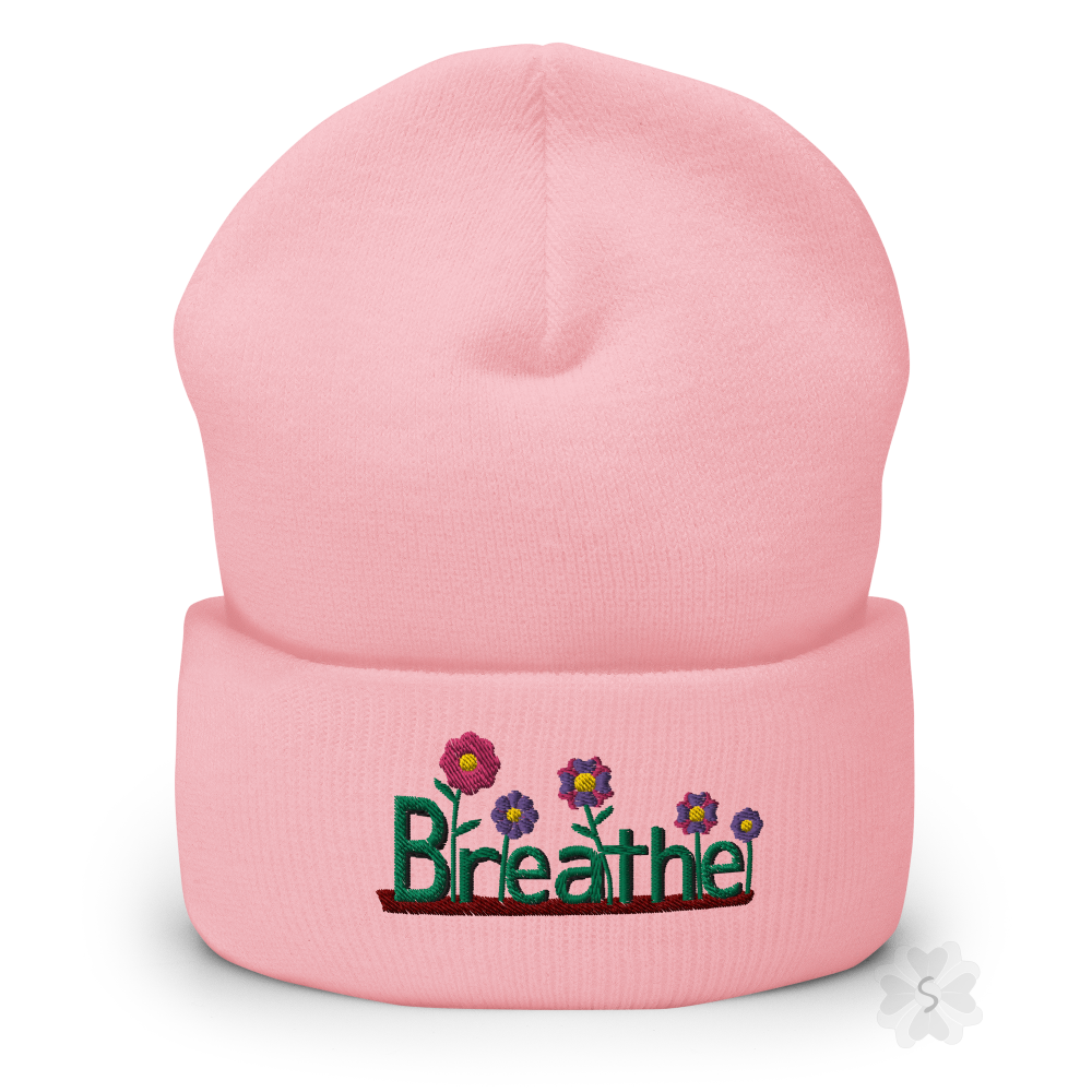 ’Breathe’ With Flowers - Cuffed Beanie