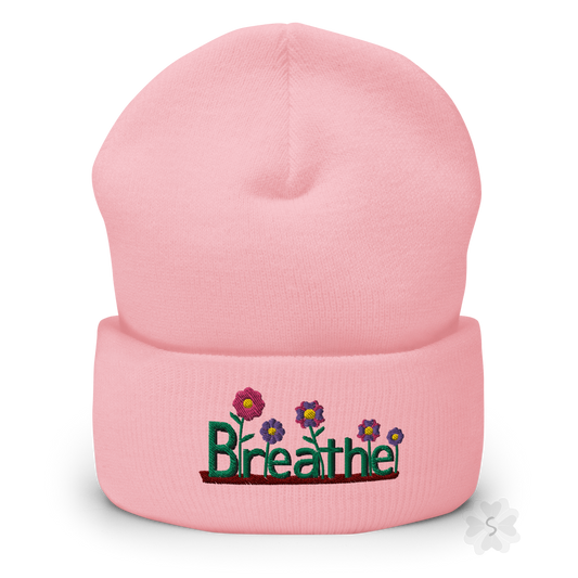 ’Breathe’ With Flowers - Cuffed Beanie