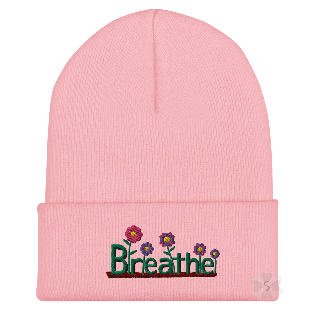 ’Breathe’ With Flowers - Cuffed Beanie