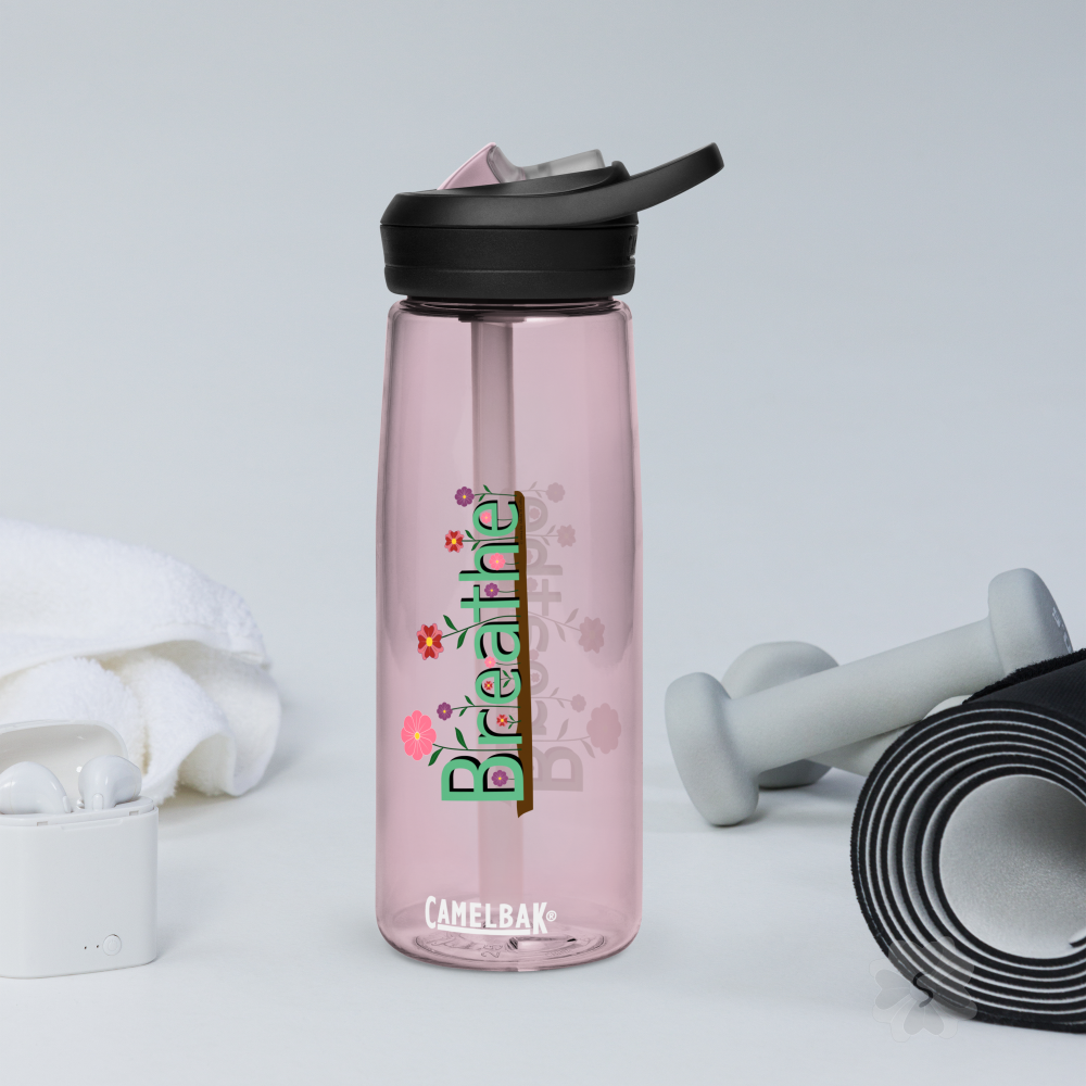 ’Breathe’ With Flowers - Sports Water Bottle