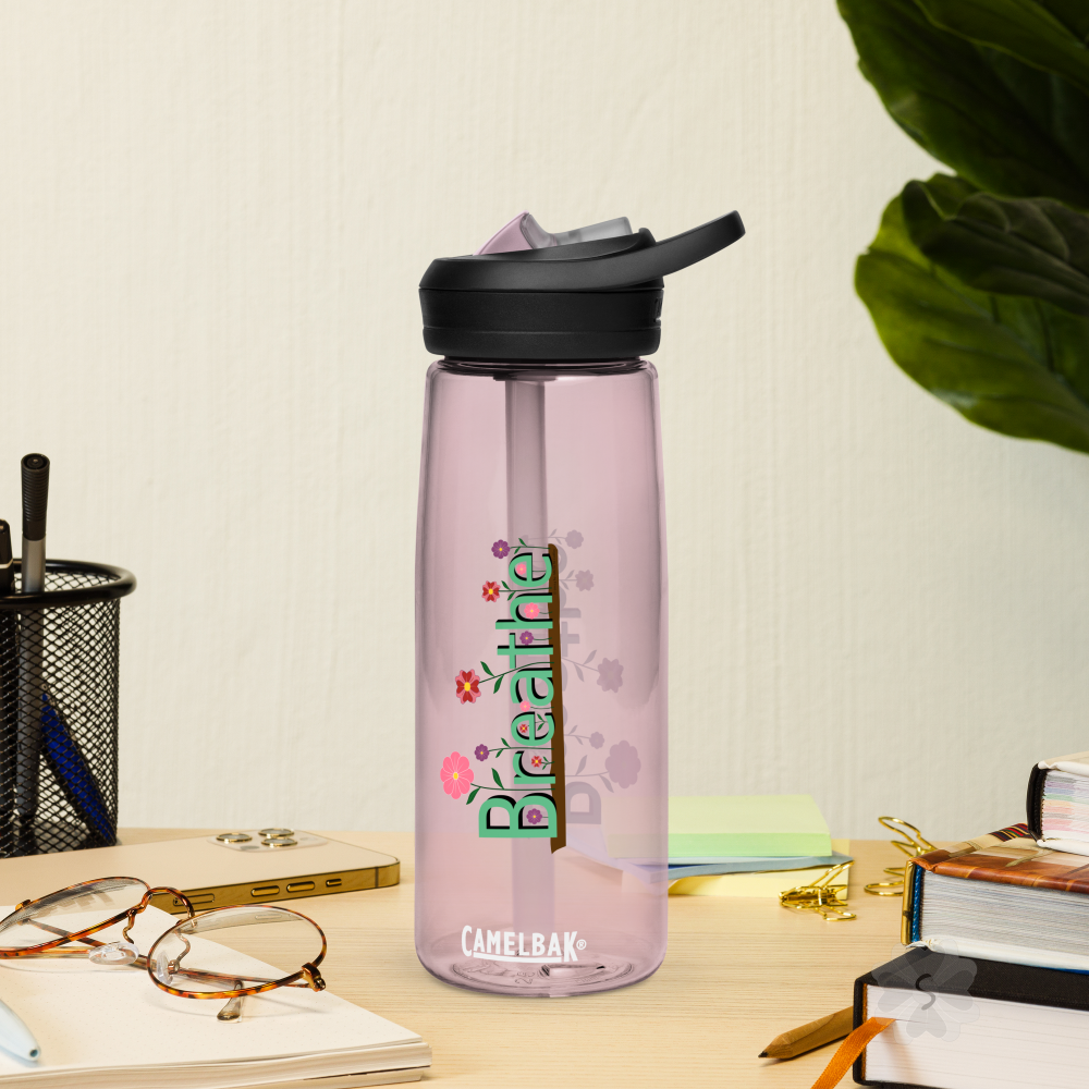 ’Breathe’ With Flowers - Sports Water Bottle