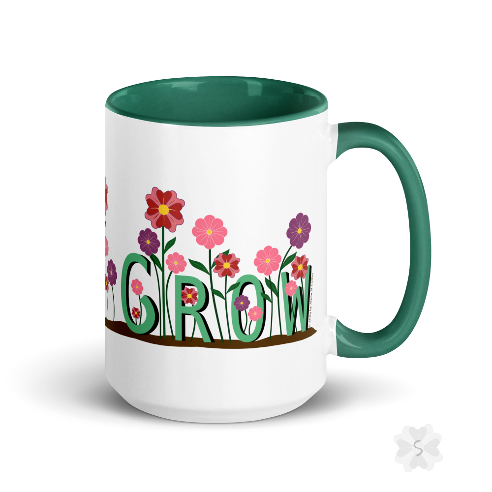 ’Grow’ With Flowers - Mug Green Inside 15 Oz