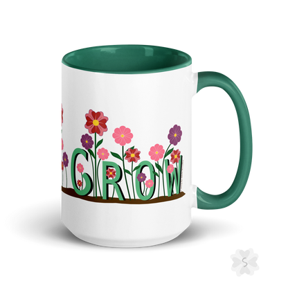 ’Grow’ With Flowers - Mug Green Inside 15 Oz