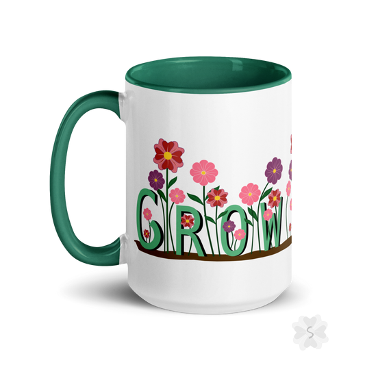 ’Grow’ With Flowers - Mug Green Inside 15 Oz