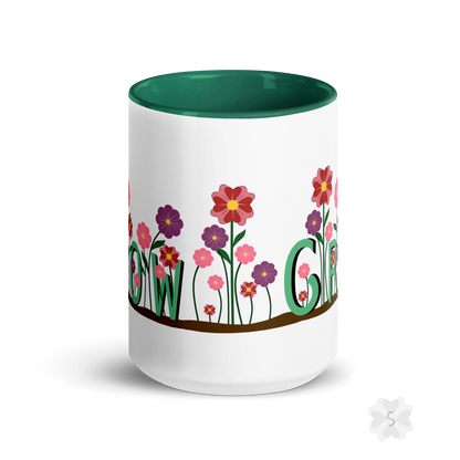 ’Grow’ With Flowers - Mug Green Inside 15 Oz