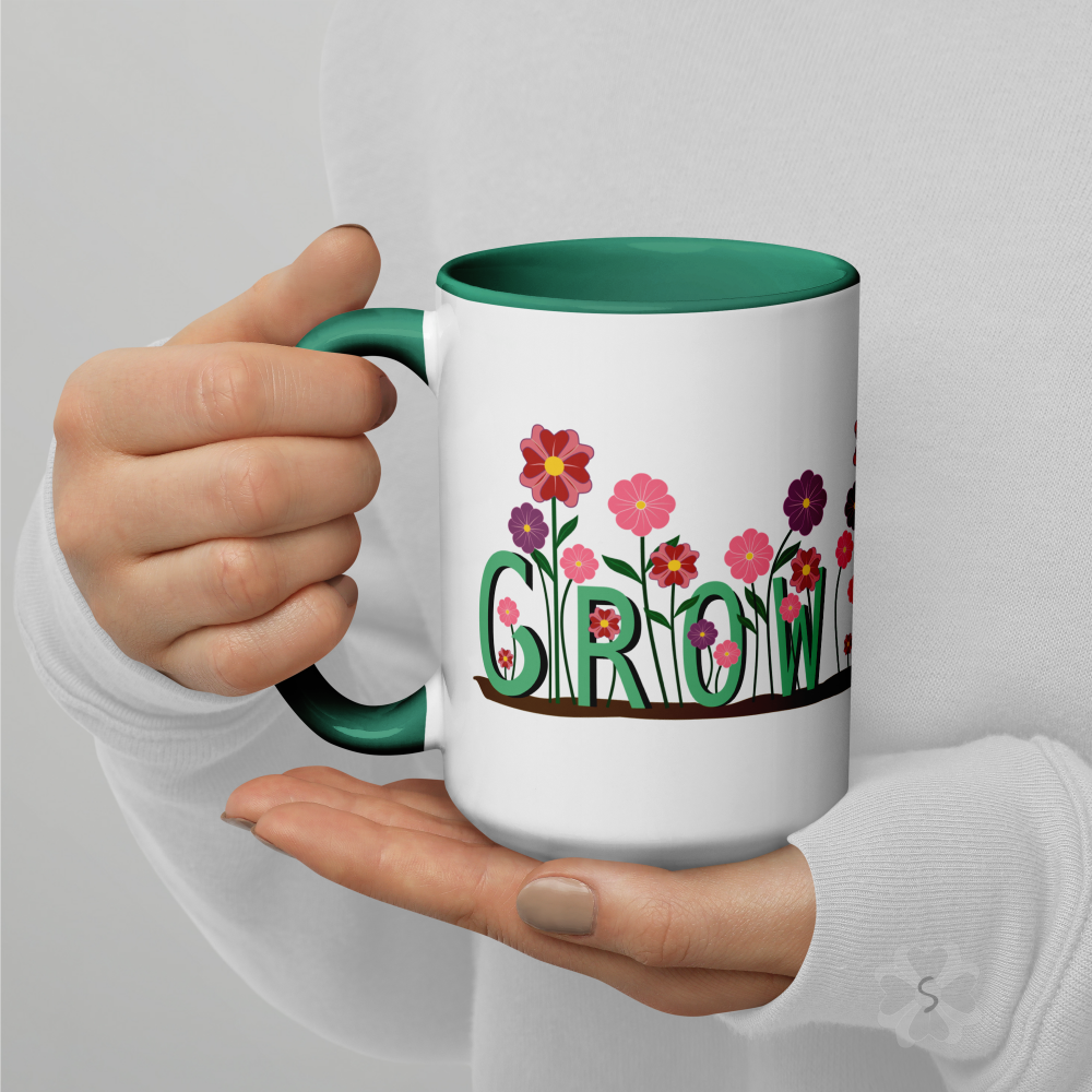 ’Grow’ With Flowers - Mug Green Inside 15 Oz