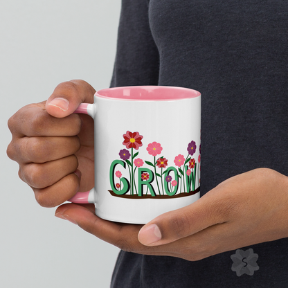 ’Grow’ With Flowers - Mug Pink Inside 11 Oz