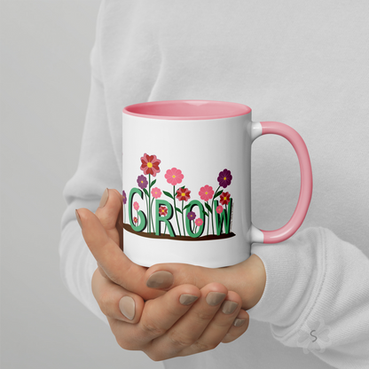 ’Grow’ With Flowers - Mug Pink Inside 11 Oz