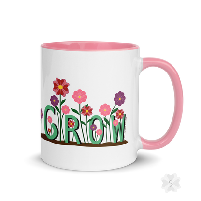 ’Grow’ With Flowers - Mug Pink Inside 11 Oz