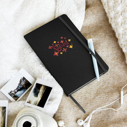 ’Radiant’ With Stars And Flowers - Black Hardcover Notebook Journals