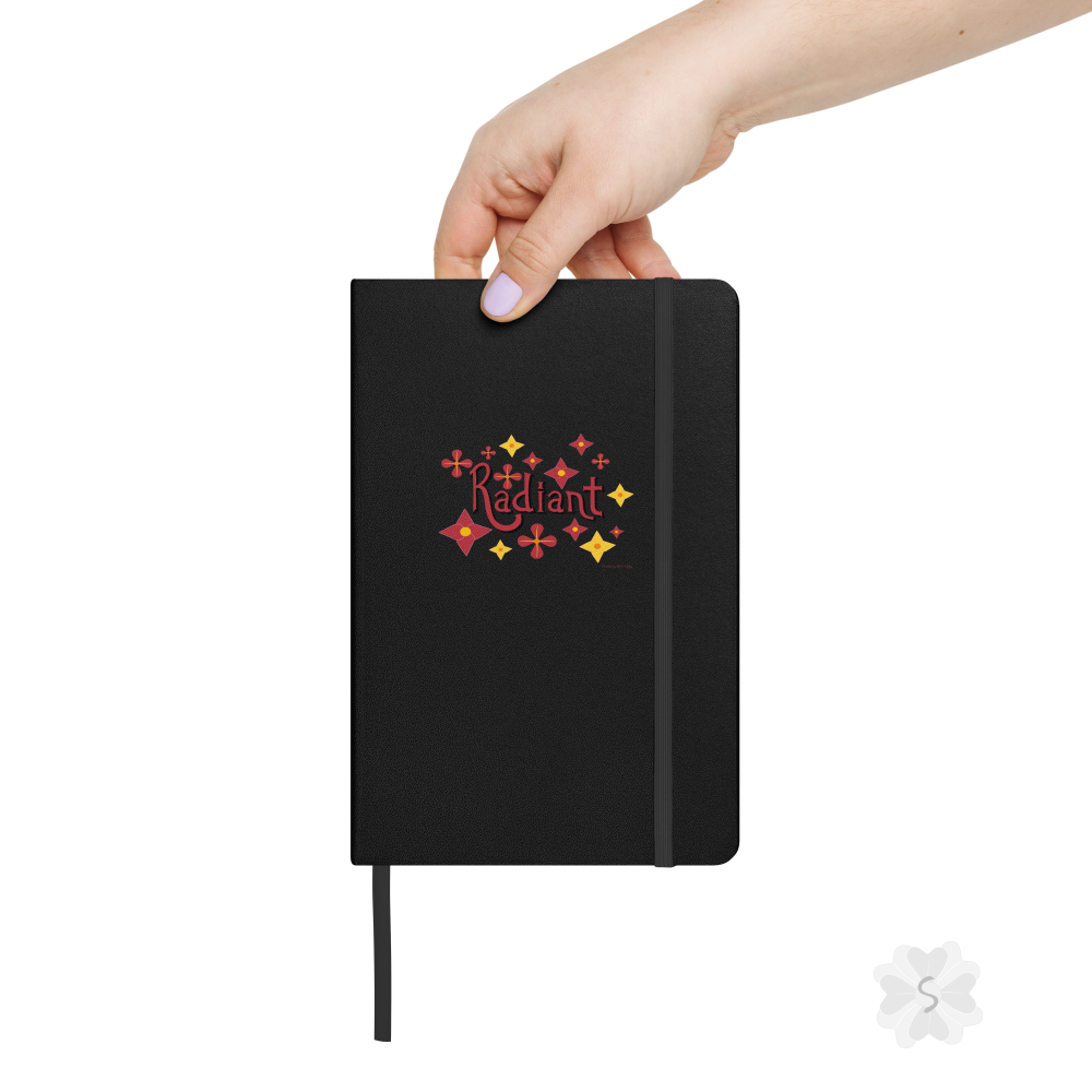 ’Radiant’ With Stars And Flowers - Black Hardcover Notebook Journals