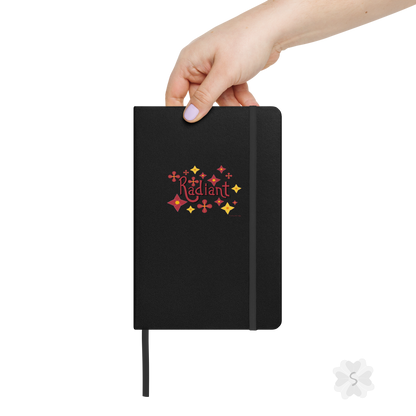 ’Radiant’ With Stars And Flowers - Black Hardcover Notebook Journals