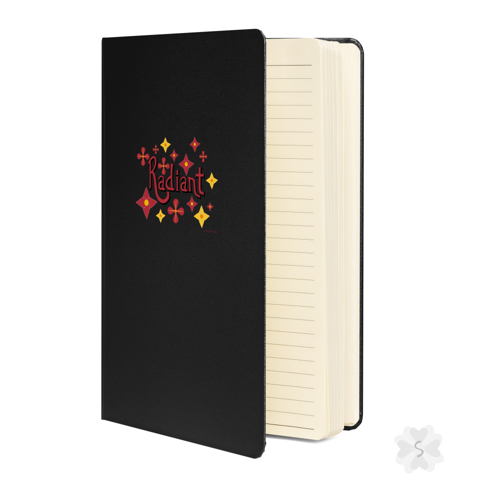 ’Radiant’ With Stars And Flowers - Black Hardcover Notebook Journals