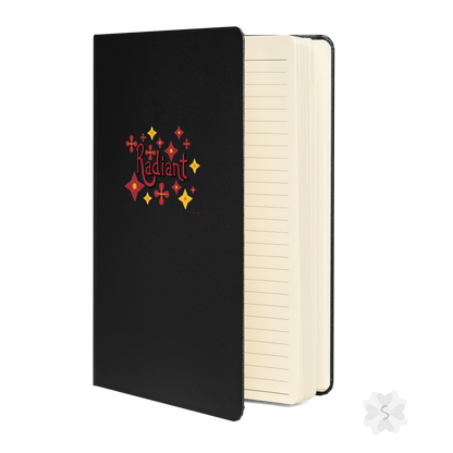 ’Radiant’ With Stars And Flowers - Black Hardcover Notebook Journals