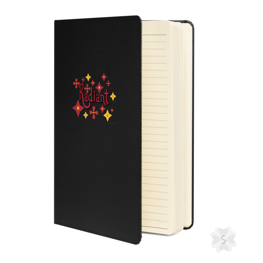 ’Radiant’ With Stars And Flowers - Black Hardcover Notebook Journals