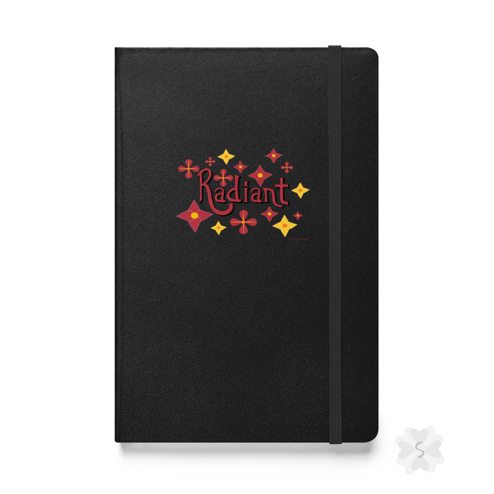 ’Radiant’ With Stars And Flowers - Black Hardcover Notebook Journals