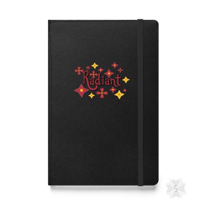 ’Radiant’ With Stars And Flowers - Black Hardcover Notebook Journals