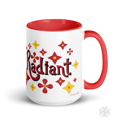 ’Radiant’ With Stars And Flowers - Mug Red Inside 15 Oz