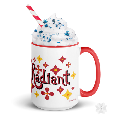 ’Radiant’ With Stars And Flowers - Mug Red Inside 15 Oz