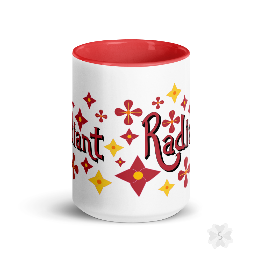 ’Radiant’ With Stars And Flowers - Mug Red Inside 15 Oz