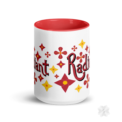 ’Radiant’ With Stars And Flowers - Mug Red Inside 15 Oz