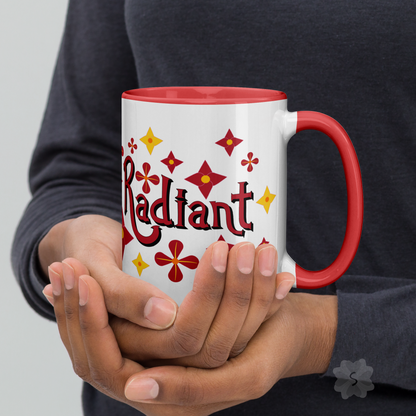 ’Radiant’ With Stars And Flowers - Mug Red Inside 15 Oz