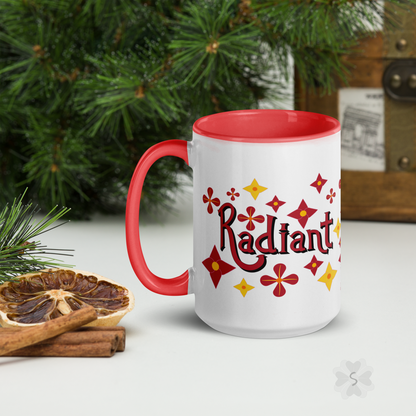 ’Radiant’ With Stars And Flowers - Mug Red Inside 15 Oz