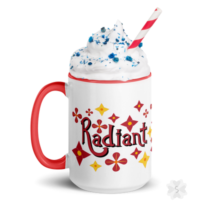 ’Radiant’ With Stars And Flowers - Mug Red Inside 15 Oz