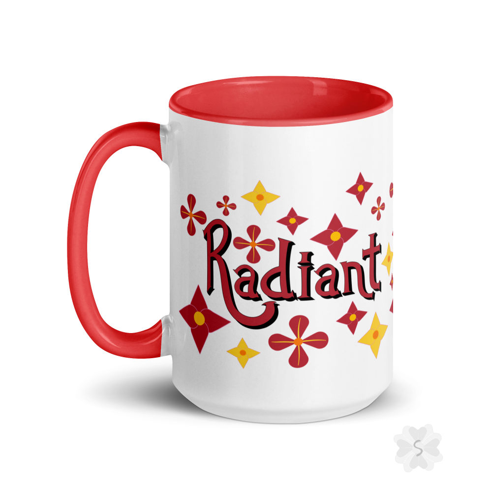 ’Radiant’ With Stars And Flowers - Mug Red Inside 15 Oz