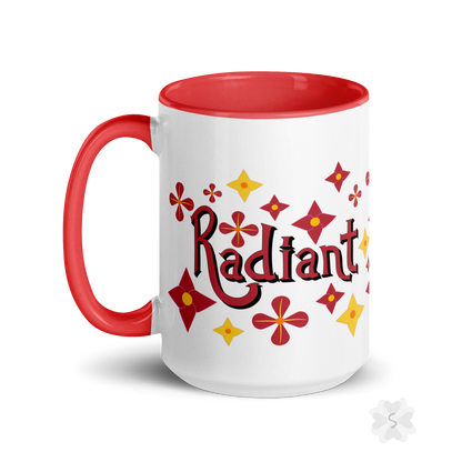 ’Radiant’ With Stars And Flowers - Mug Red Inside 15 Oz