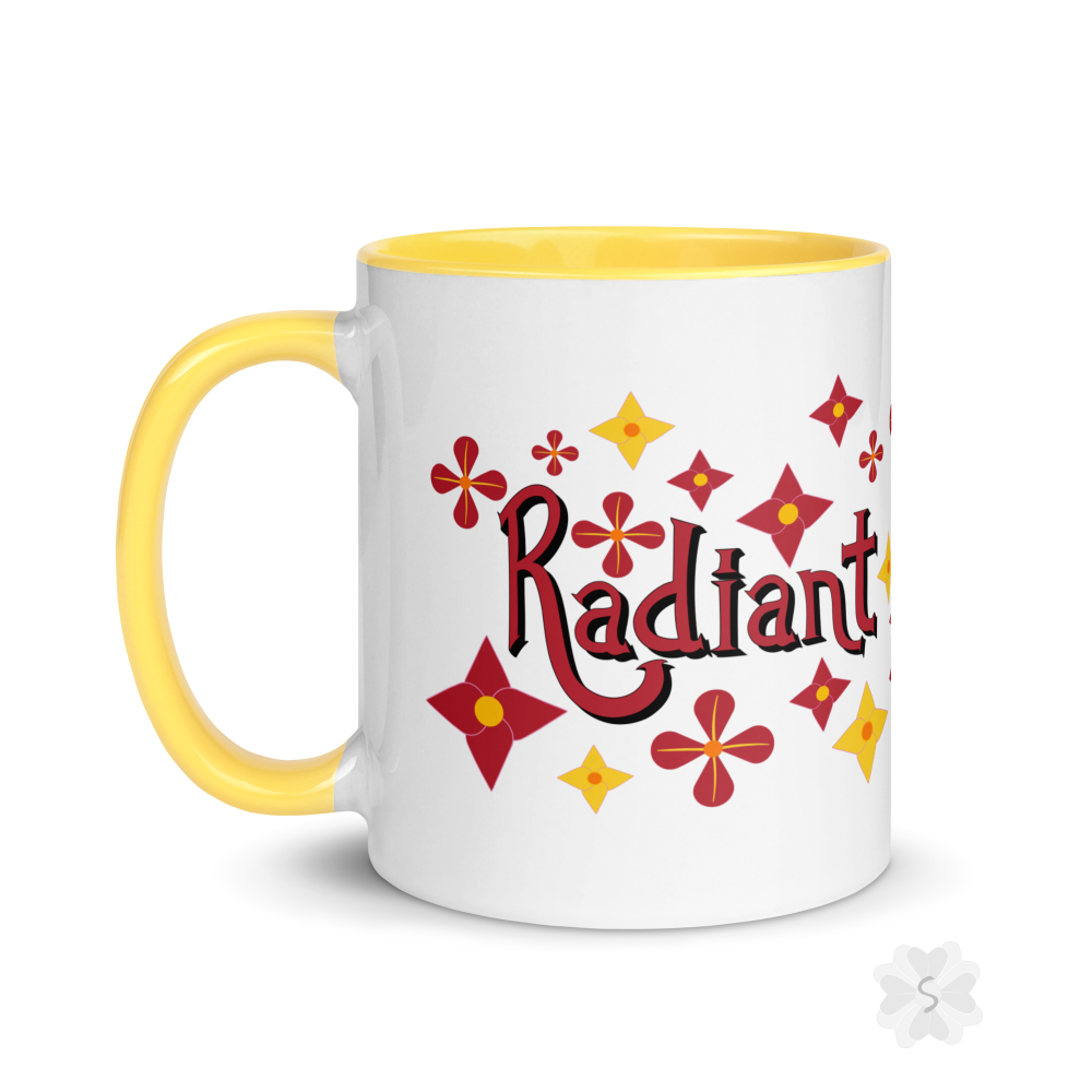 ’Radiant’ With Stars And Flowers - Mug Yellow Inside 11 Oz