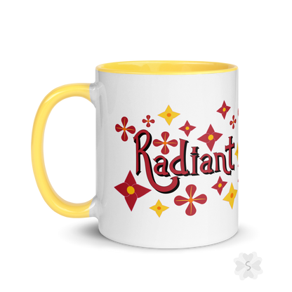 ’Radiant’ With Stars And Flowers - Mug Yellow Inside 11 Oz