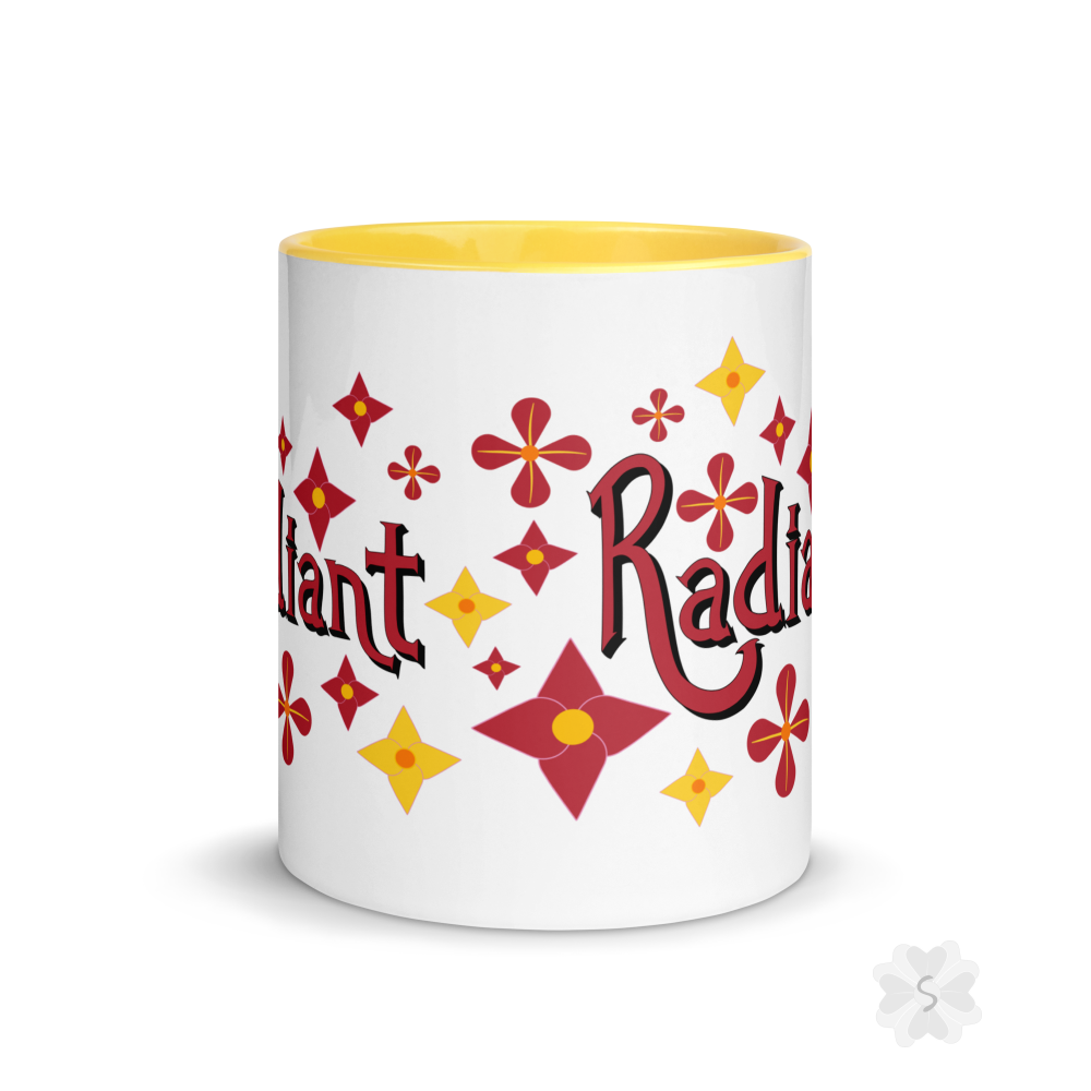 ’Radiant’ With Stars And Flowers - Mug Yellow Inside 11 Oz