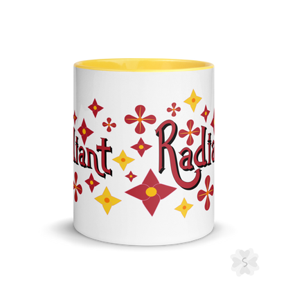 ’Radiant’ With Stars And Flowers - Mug Yellow Inside 11 Oz