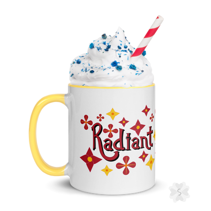 ’Radiant’ With Stars And Flowers - Mug Yellow Inside 11 Oz